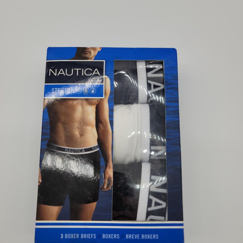 Nautica Stretch Boxer Briefs 3 Pack New Blue White